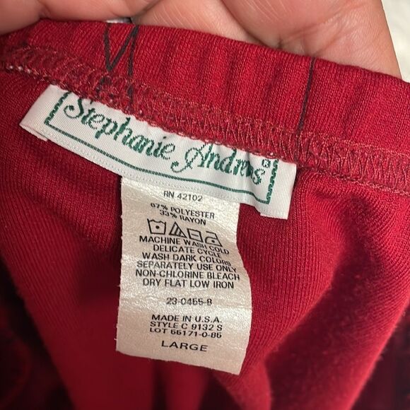 Stephanie Andrews 2 pc Skirt & Jacket Set, Size Large , Red w Black Line Design - Picture 7 of 7